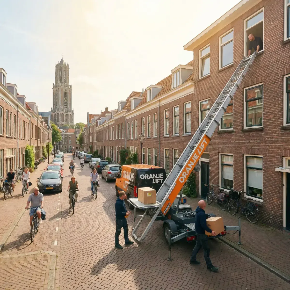 Smal trappenhuis in Amsterdamse flat